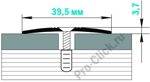 Алюминиевый порог для пола с отверстиями для шурупов, ширина 39,5 мм