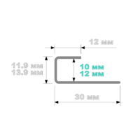 П - образный профиль из нержавейки SB166-1B-10H-12H