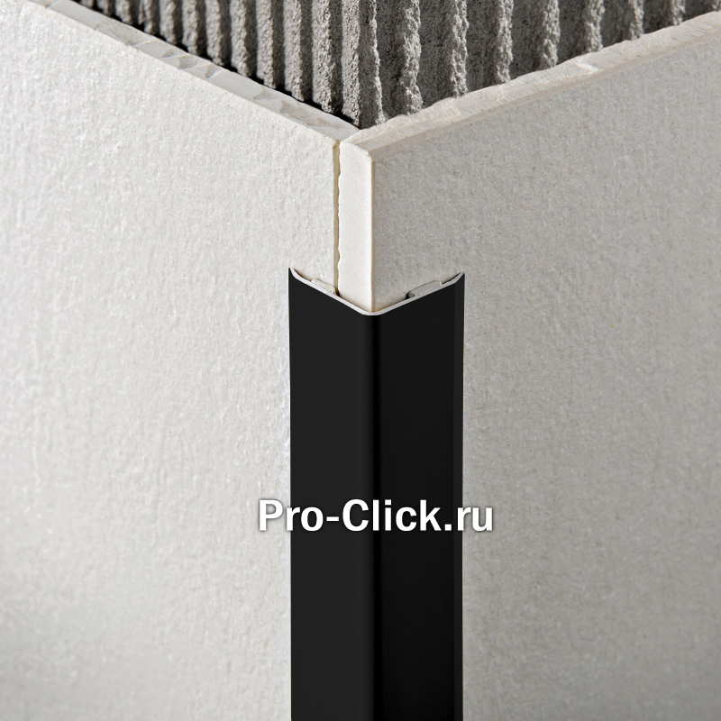 Алюминиевый уголок Чёрный матовый, для защиты внешних углов стен